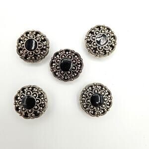 Button Covers Silver and Black Set of 5